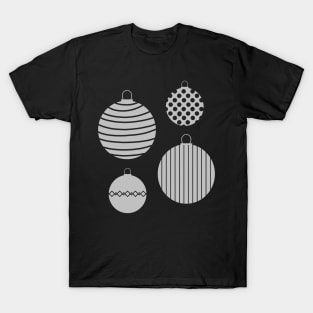 Silver Tone Christmas Baubles T-Shirt